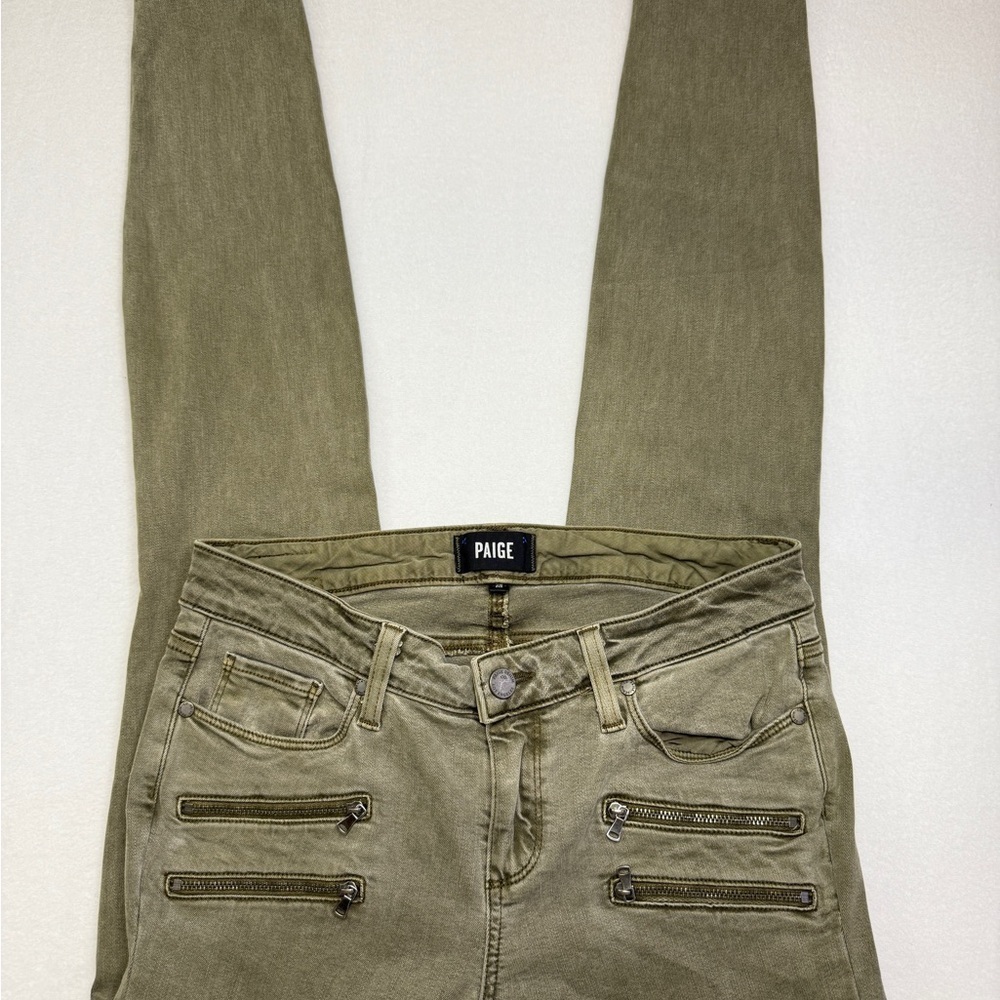 PAIGE Olive Green Denim Pants - Picture 3 of 5